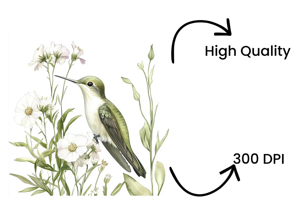 Hummingbird and Wildflowers Clipart Bundle