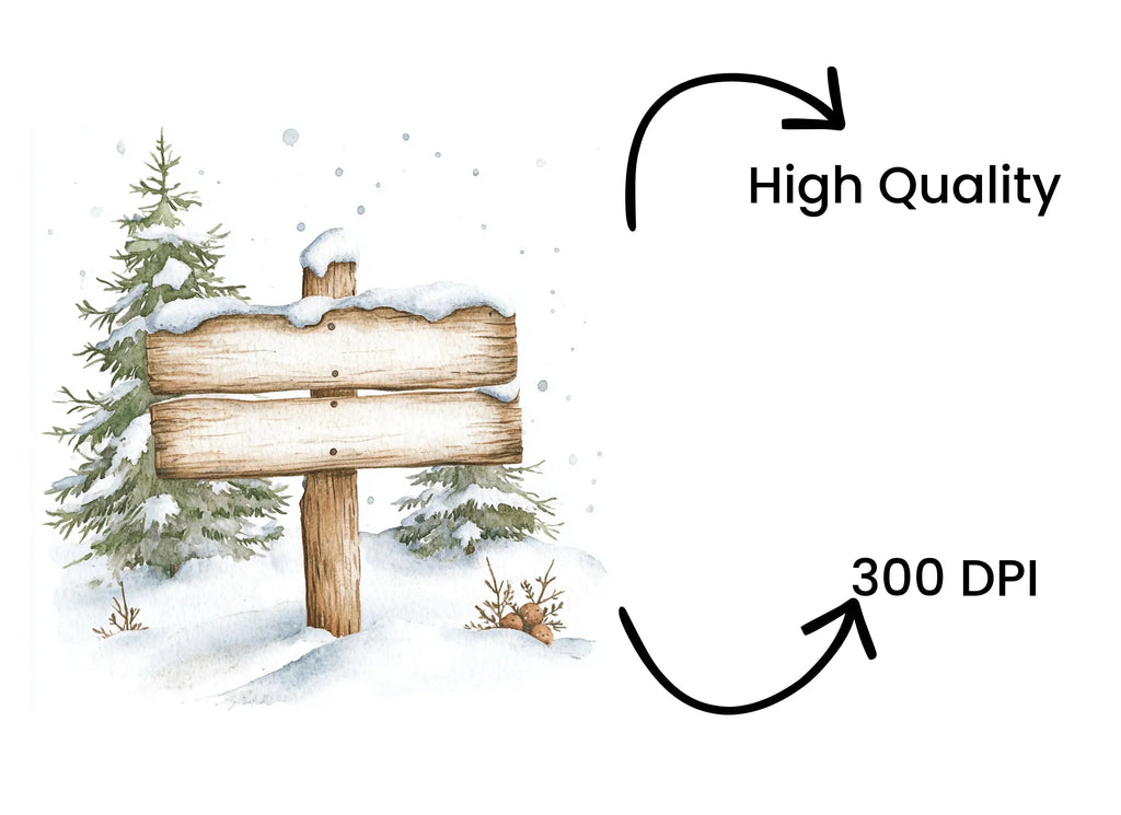 Christmas Wooden Sign Clipart Bundle