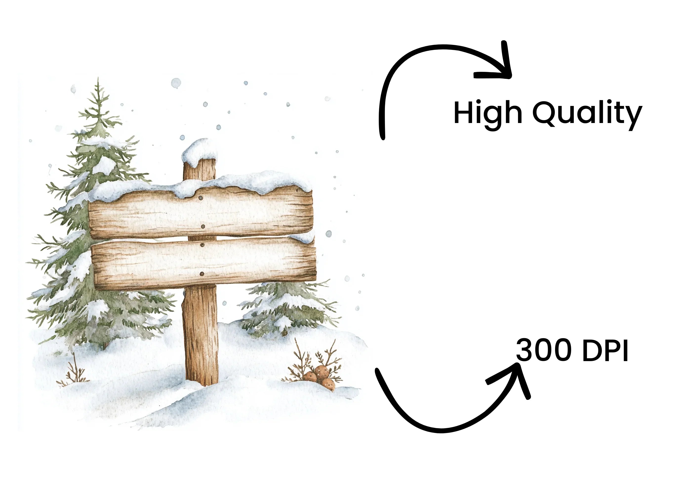 Christmas Wooden Sign Clipart Bundle
