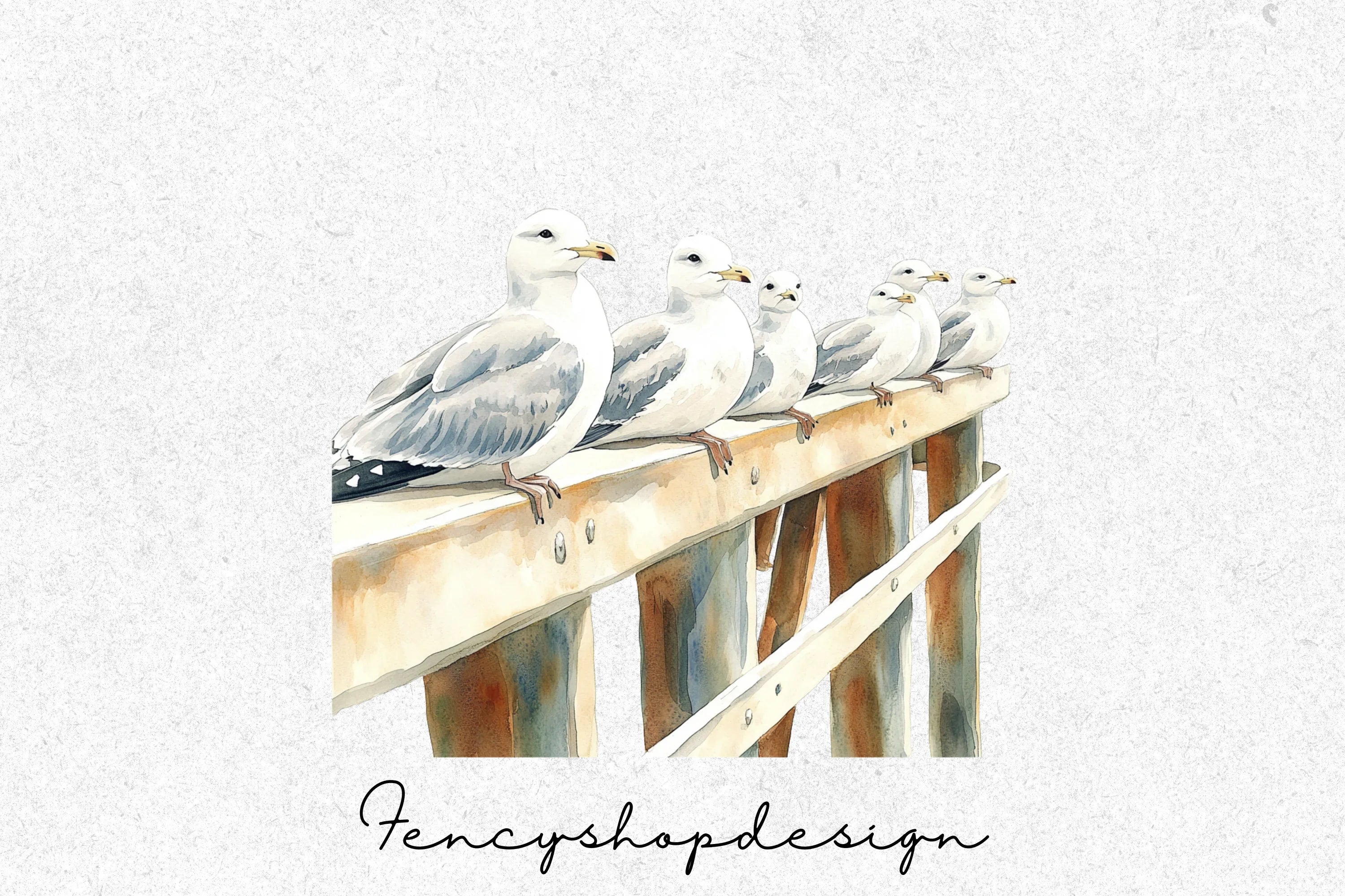 Seagull Coastal Marine Birds Clipart Bundle