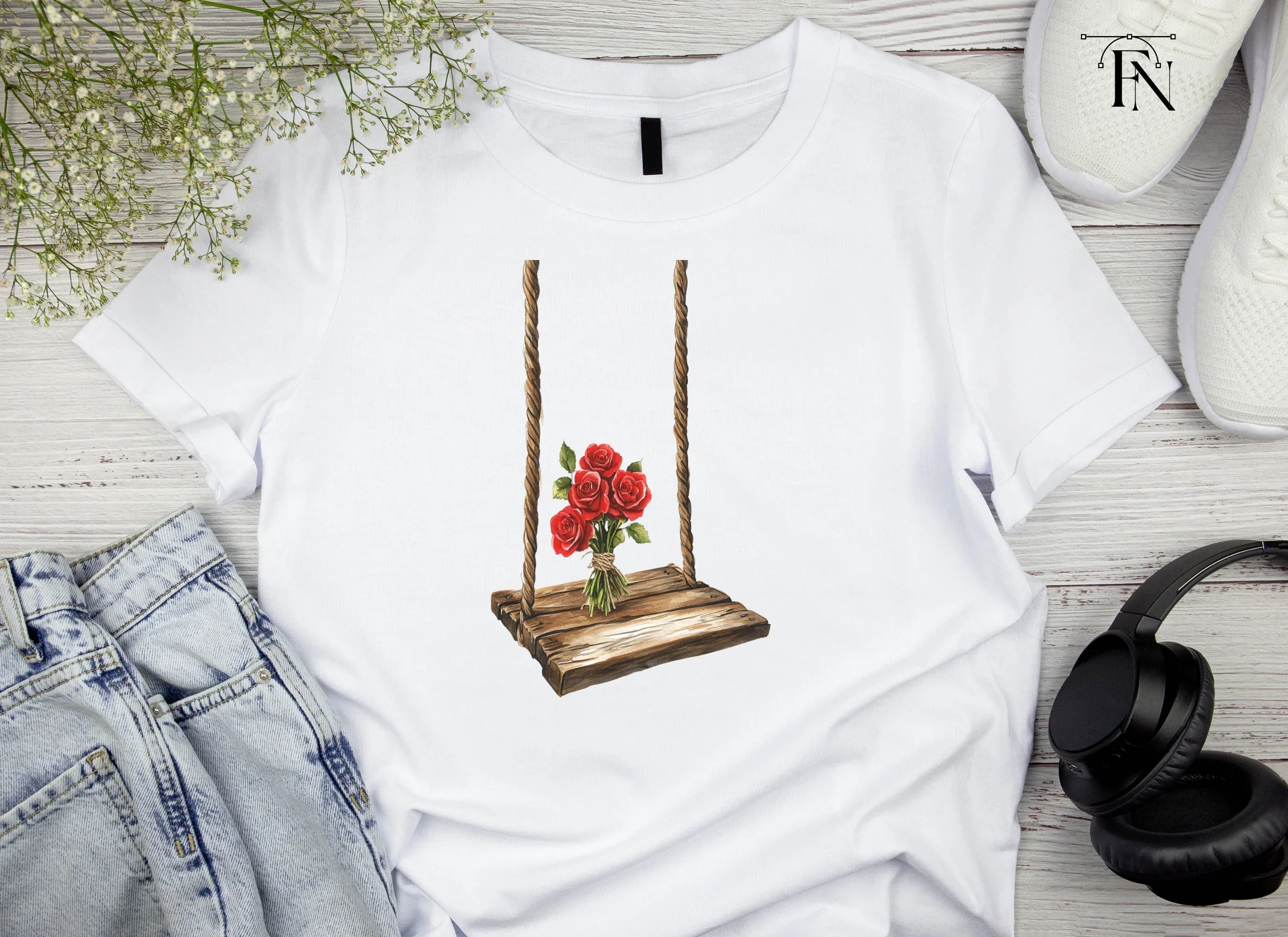 Romantic Rose Bouquet Swing Clipart Bundle