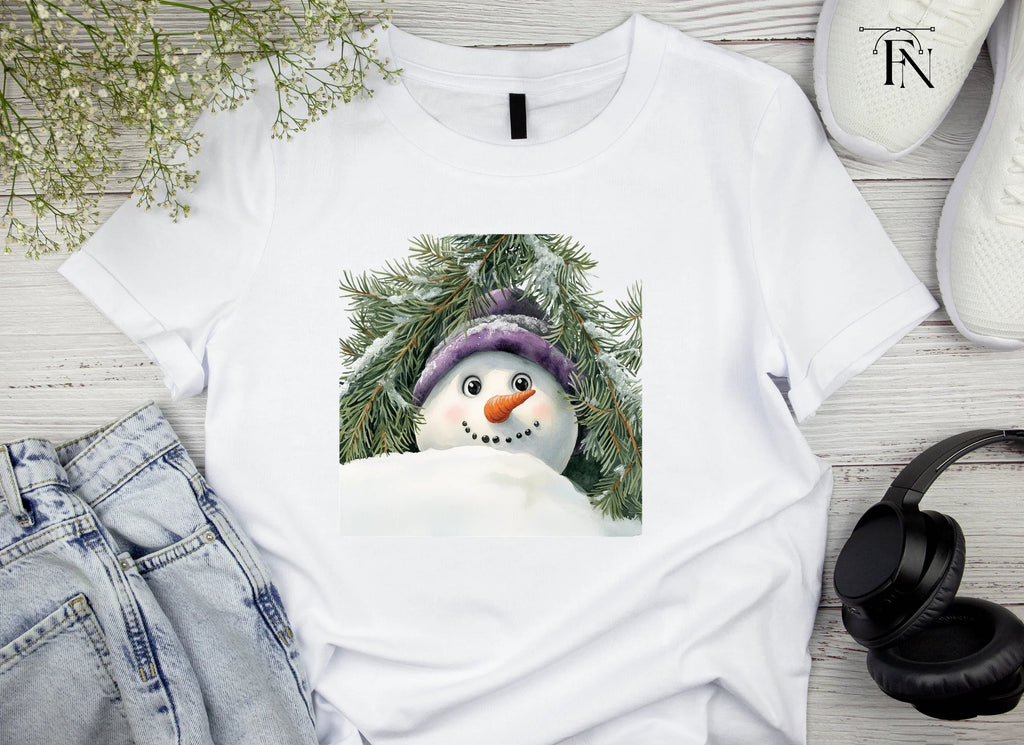 Cute Snowman Peeking Winter Clipart Bundle