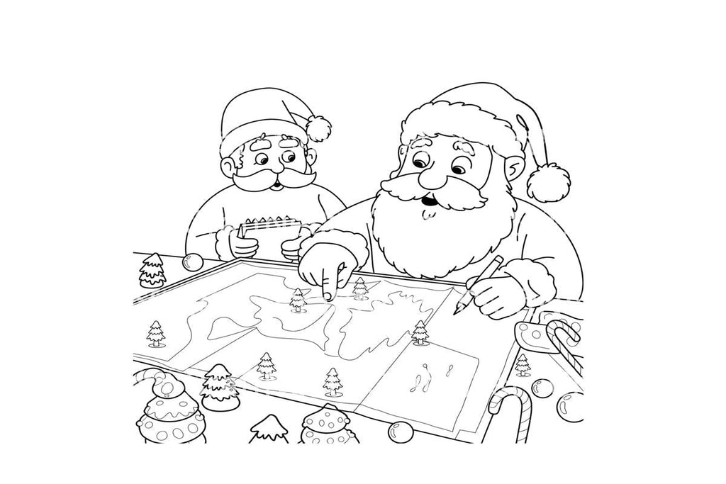 Santa and Police Officer Map Coloring Books