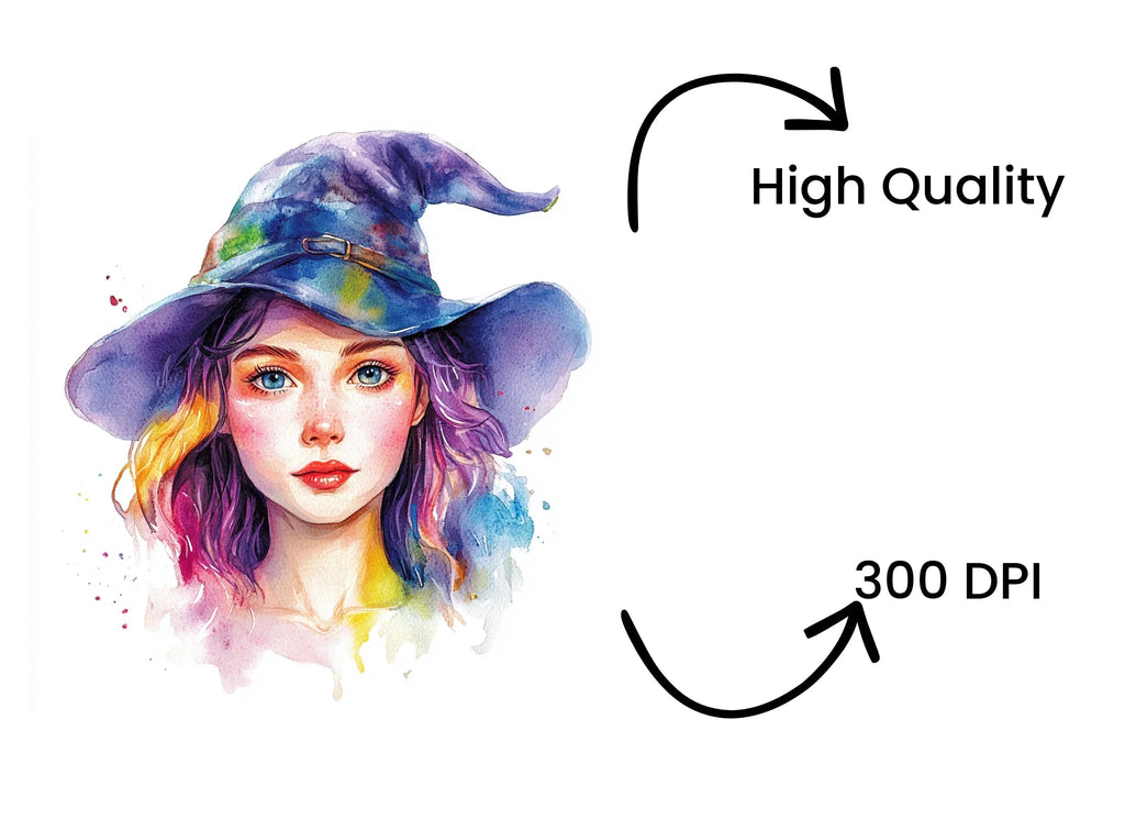 Vibrant Witch Hat Girls Clipart Bundle
