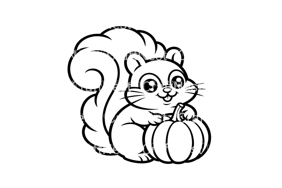 Charming Squirrel Pumpkin Coloring Books