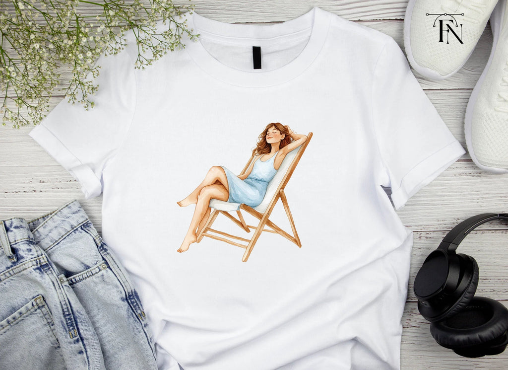 Women Relaxing on Beach Chairs Clipart Bundle