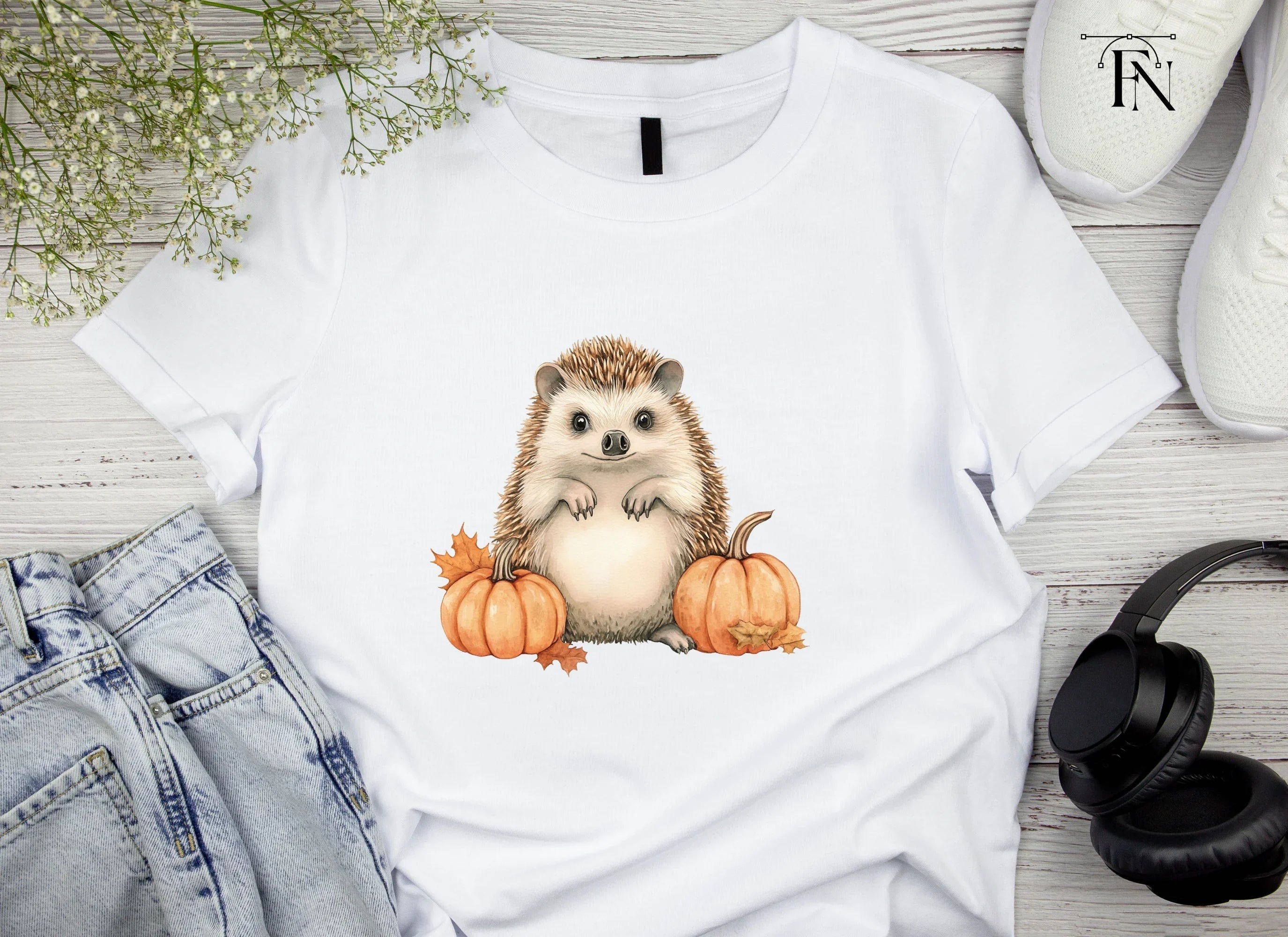 Hedgehog and Pumpkins Fall Clipart Bundle