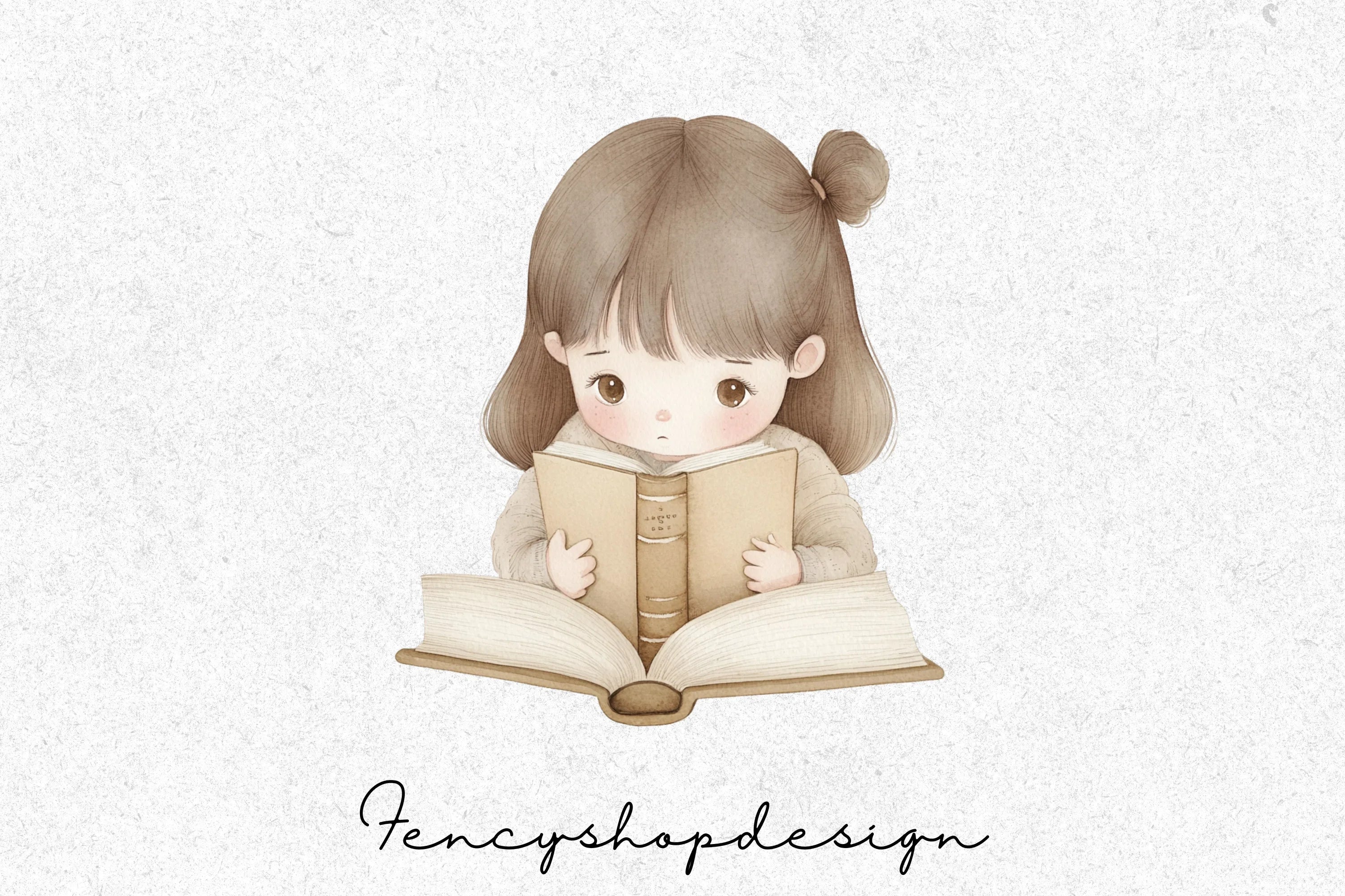 Cozy Girls Reading Books Clipart Bundle