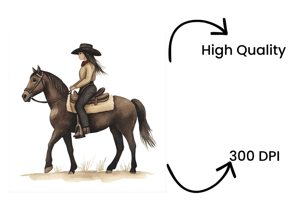 Cowgirl Riding Horse Clipart Bundle