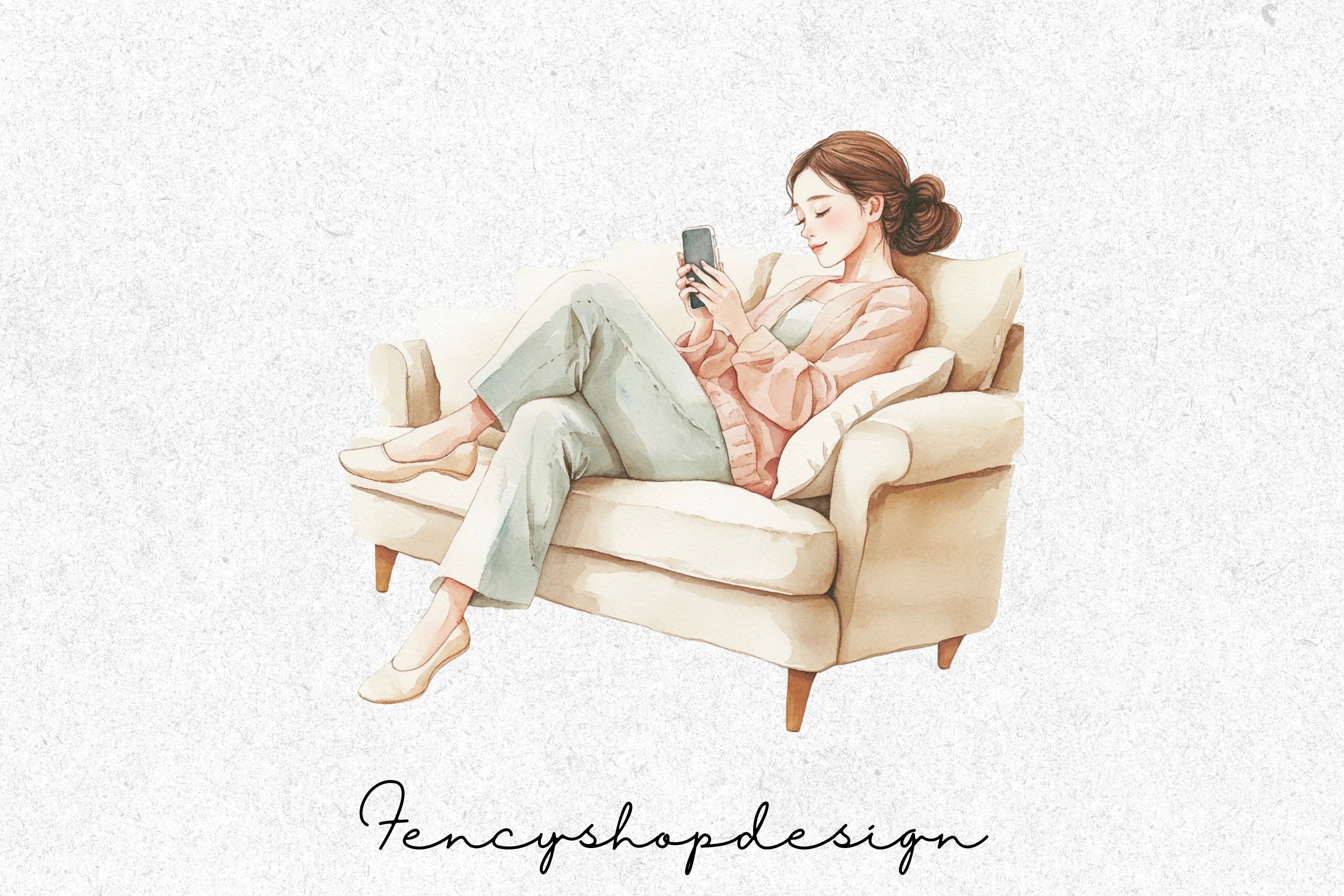 Cozy Sofa Armchair Relaxation Clipart Bundle