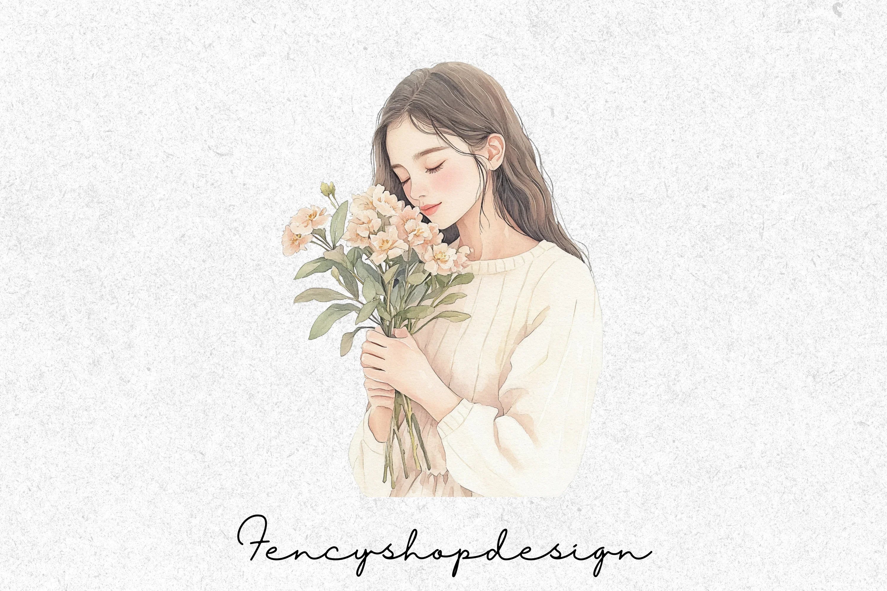 Elegant Girls with Flowers Clipart Bundle