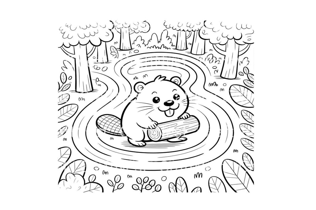 Cute Beaver Forest Adventure Coloring Books