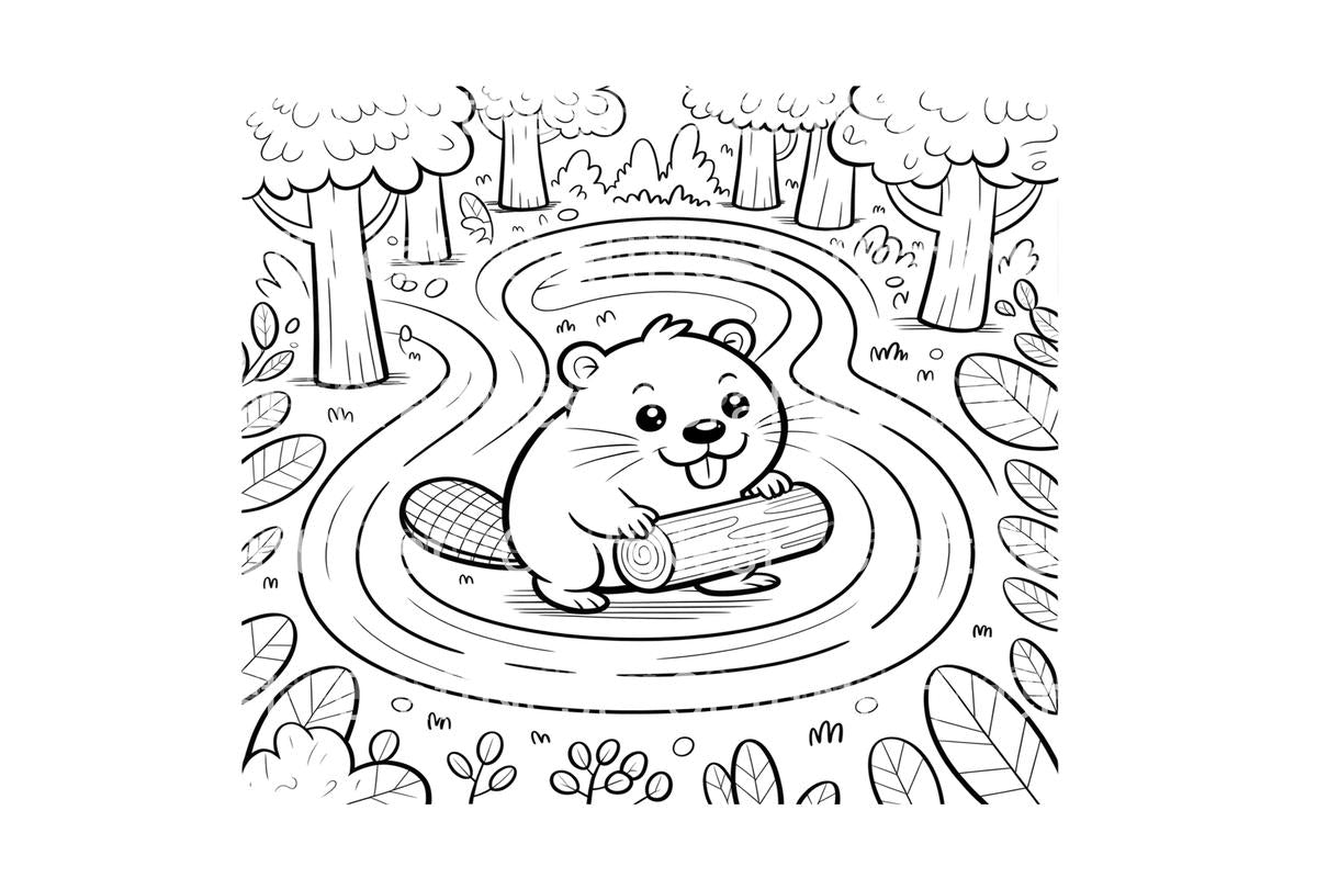 Cute Beaver Forest Adventure Coloring Books