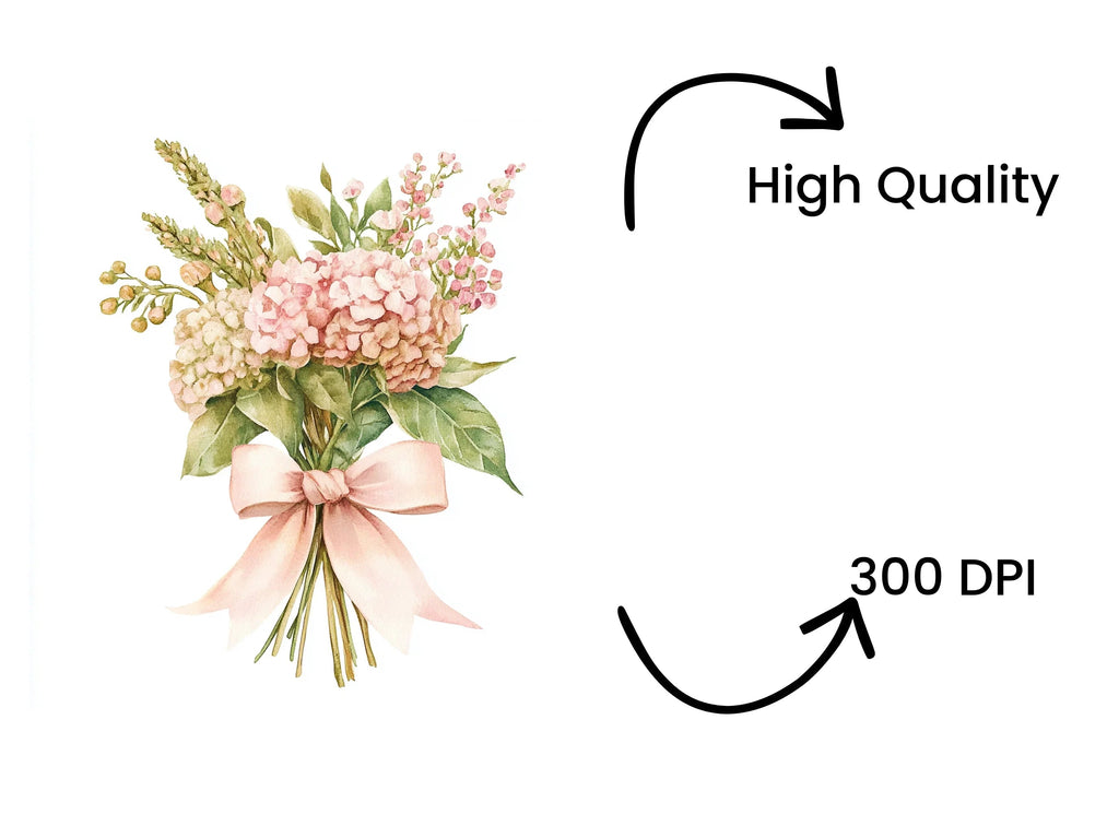 Elegant Pink Floral Bouquets Clipart Bundle