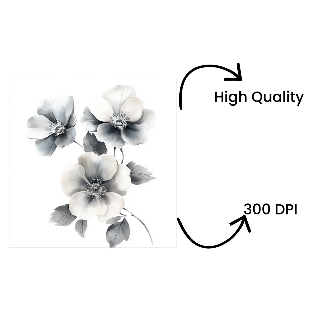 Monochrome Floral Arrangement Clipart Bundle