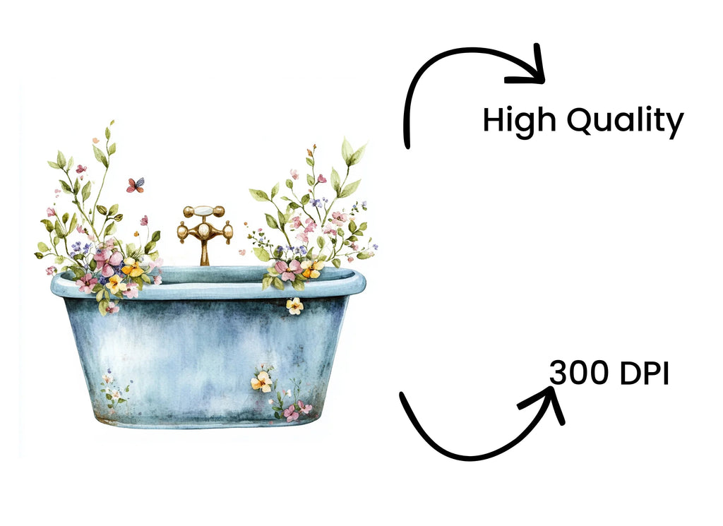Floral Bathtub Clipart Bundle