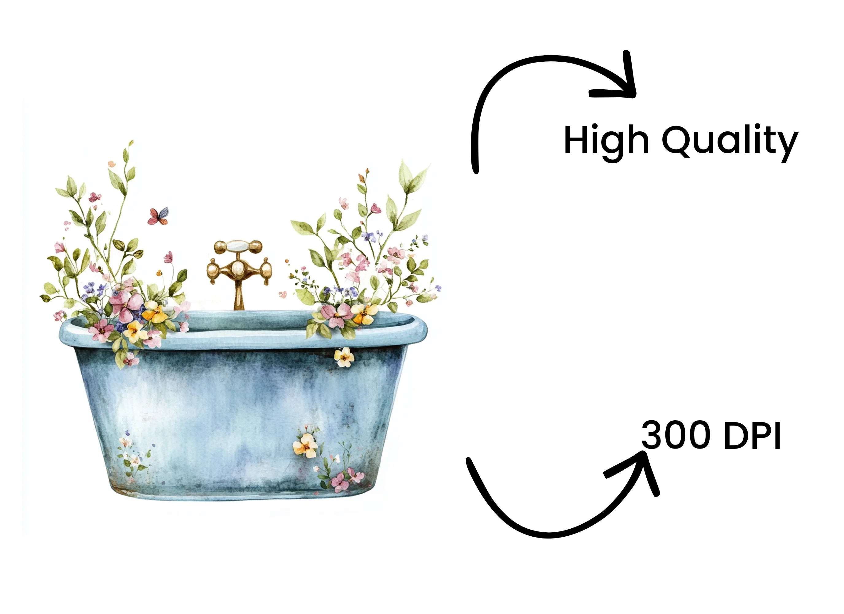 Floral Bathtub Clipart Bundle