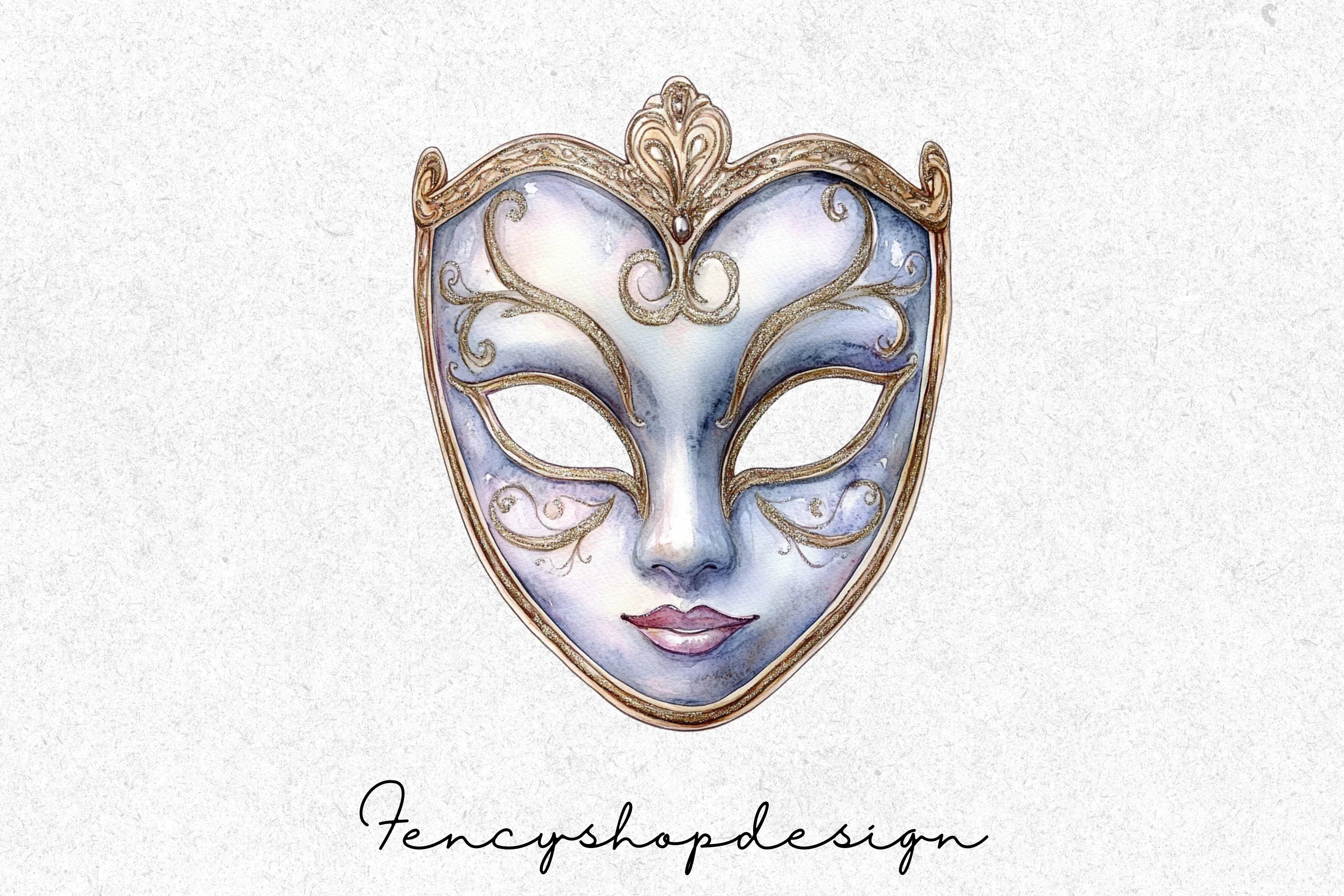 Elegant Venetian Masks Clipart Bundle