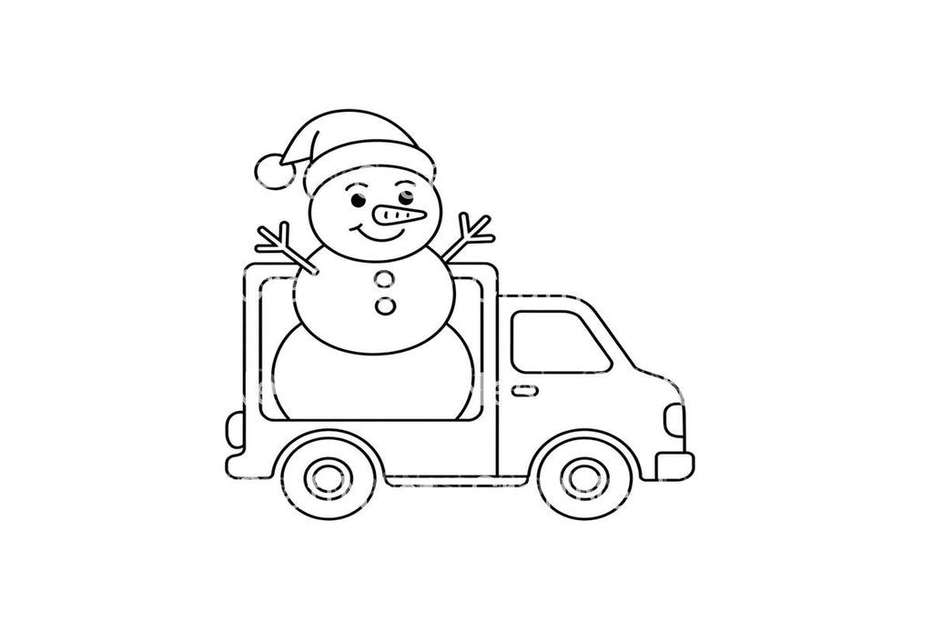 Snowman on Truck Winter Scene Coloring Books