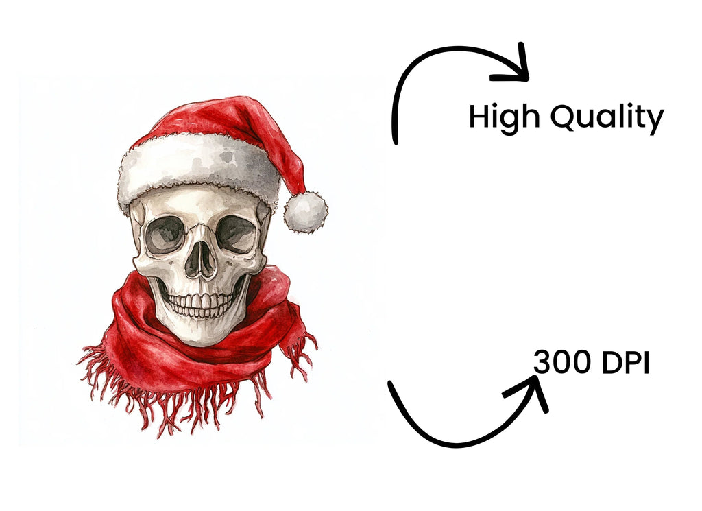 Santa Skulls with Scarves Clipart Bundle