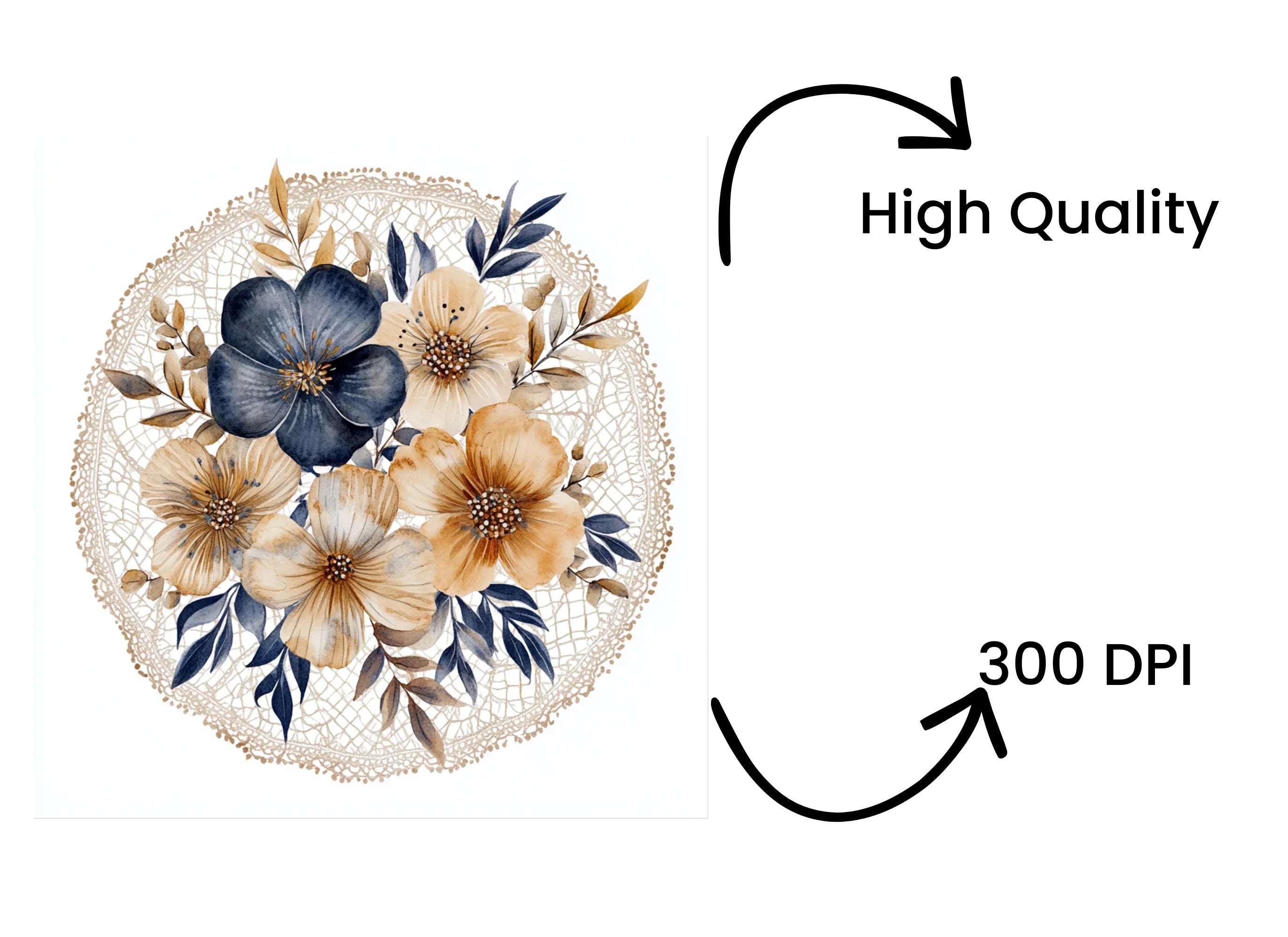 Elegant Lace Floral Clipart Bundle