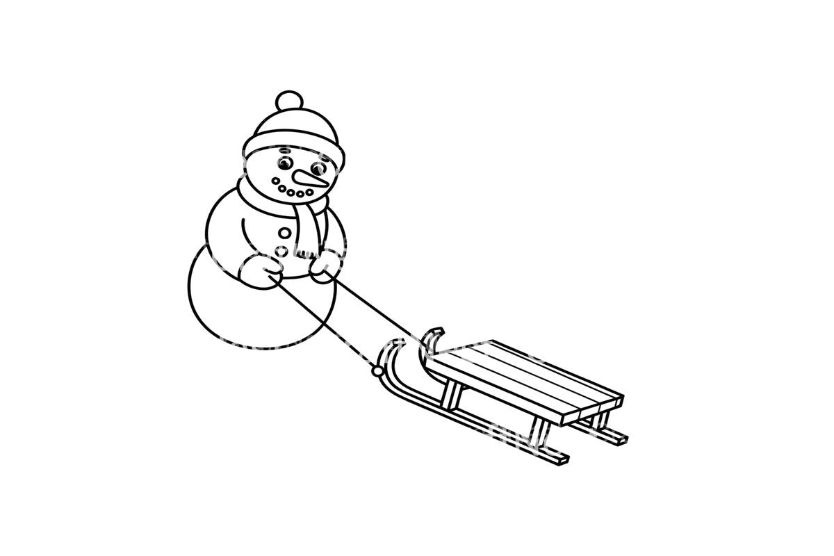 Snowman Sledding Winter Coloring Books