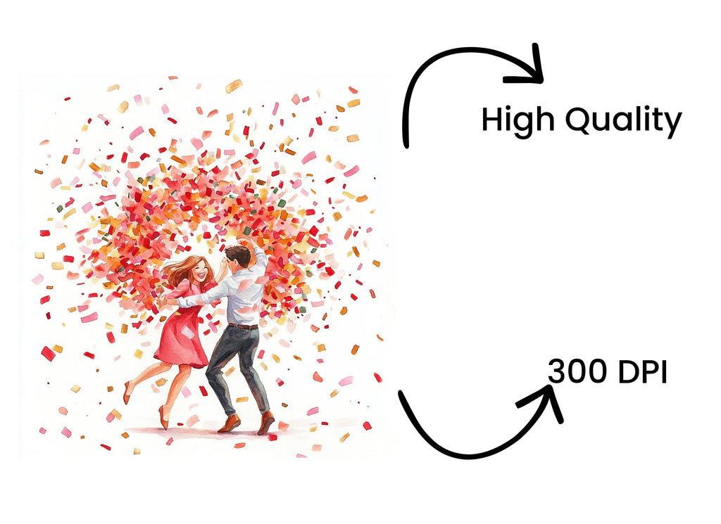 Dancing Couple with Confetti Clipart Bundle