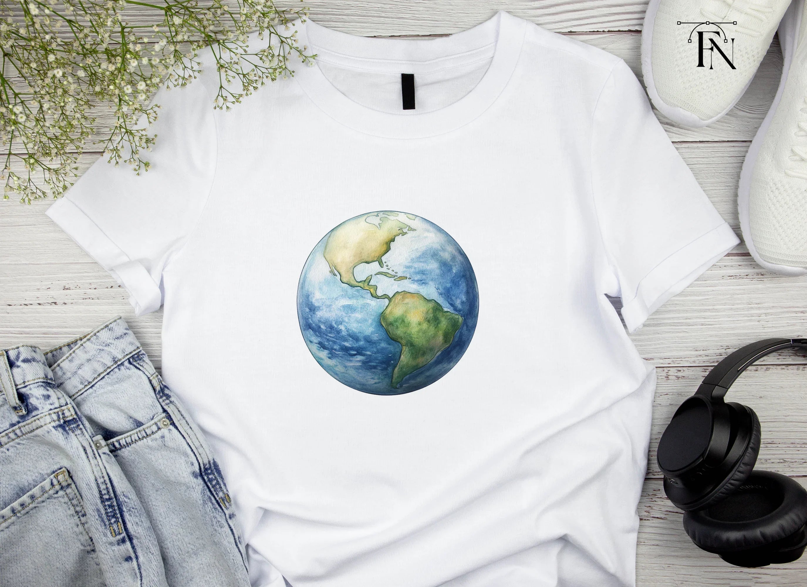 Hand Painted Earth Globes Clipart Bundle