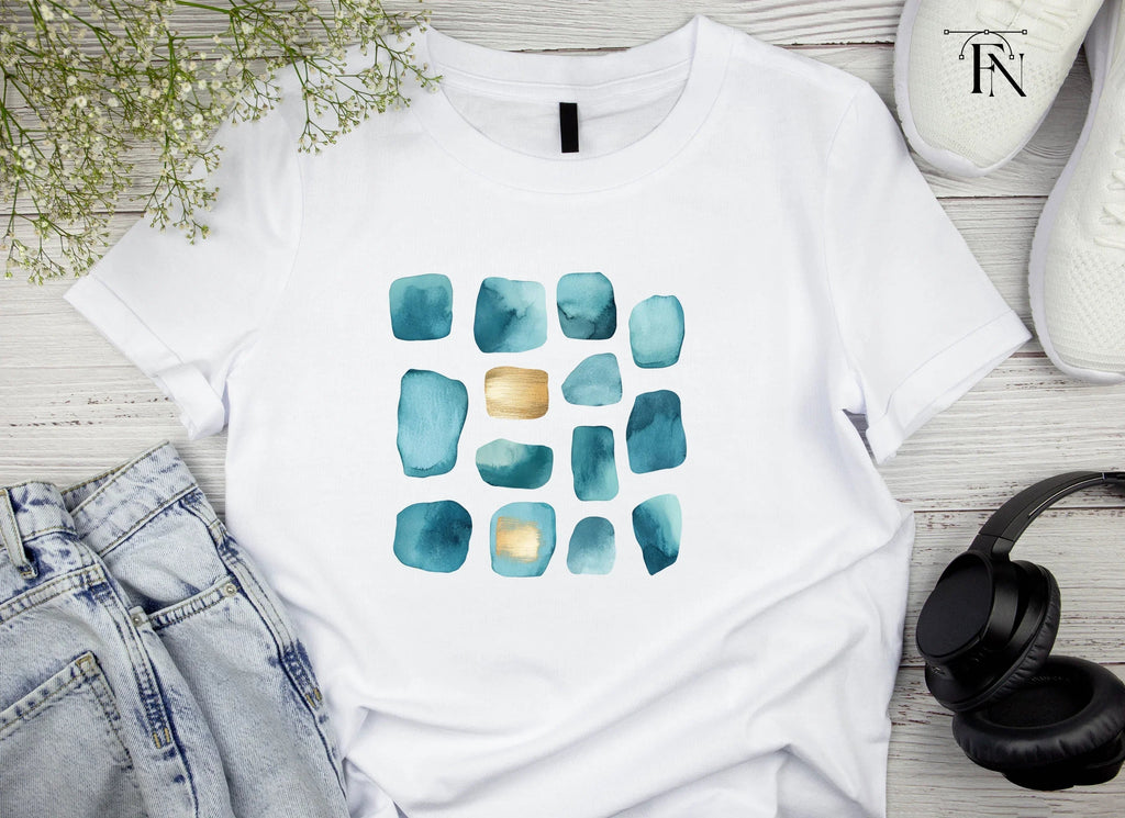 Teal Gold Abstract Shapes Clipart Bundle
