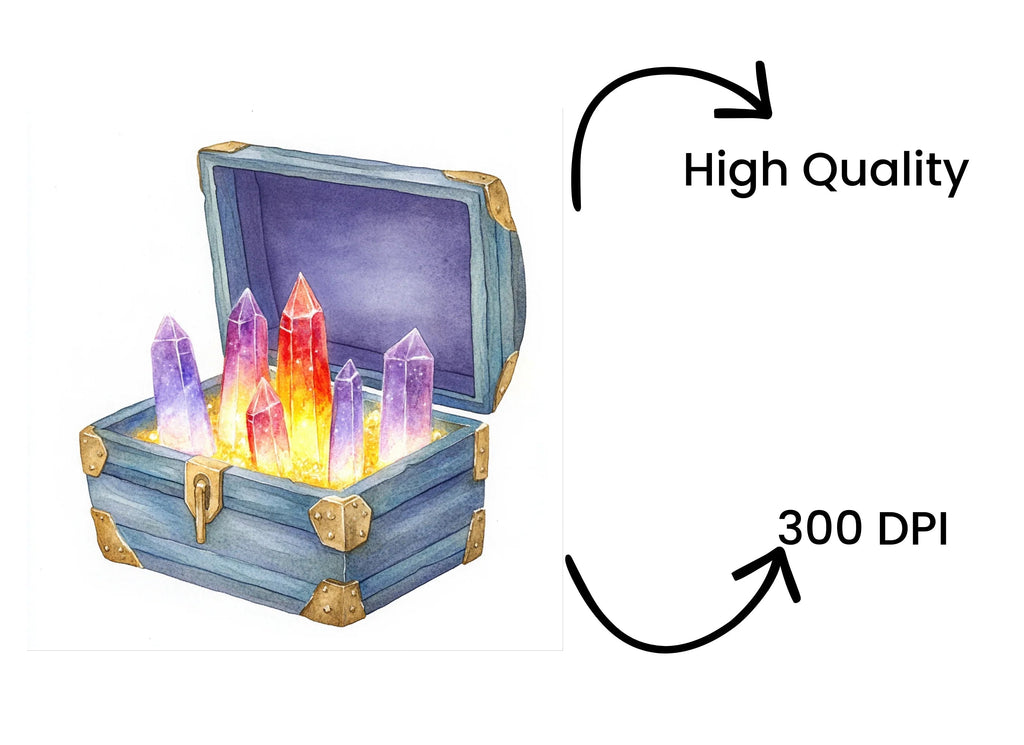 Magical Crystal Treasure Chest Clipart Bundle