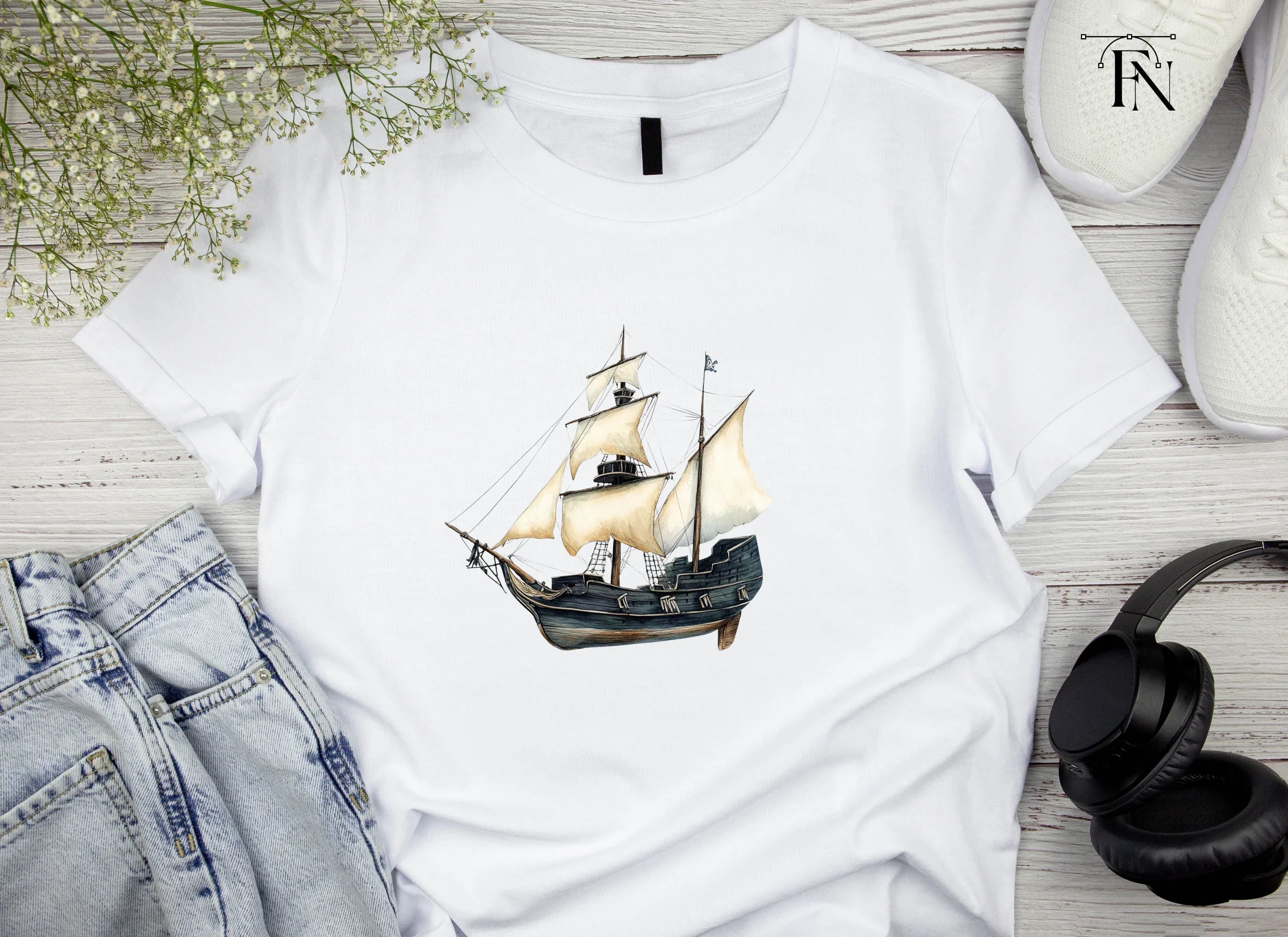 Vintage Pirate Ship Clipart Bundle
