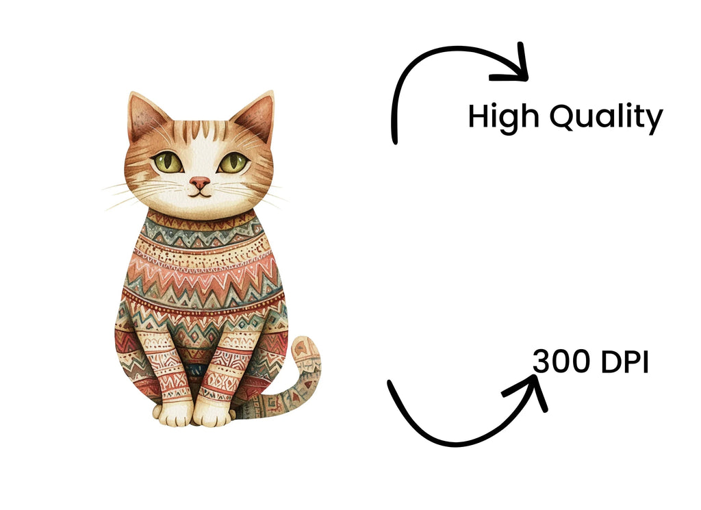 Cute Cats in Sweaters Clipart Bundle