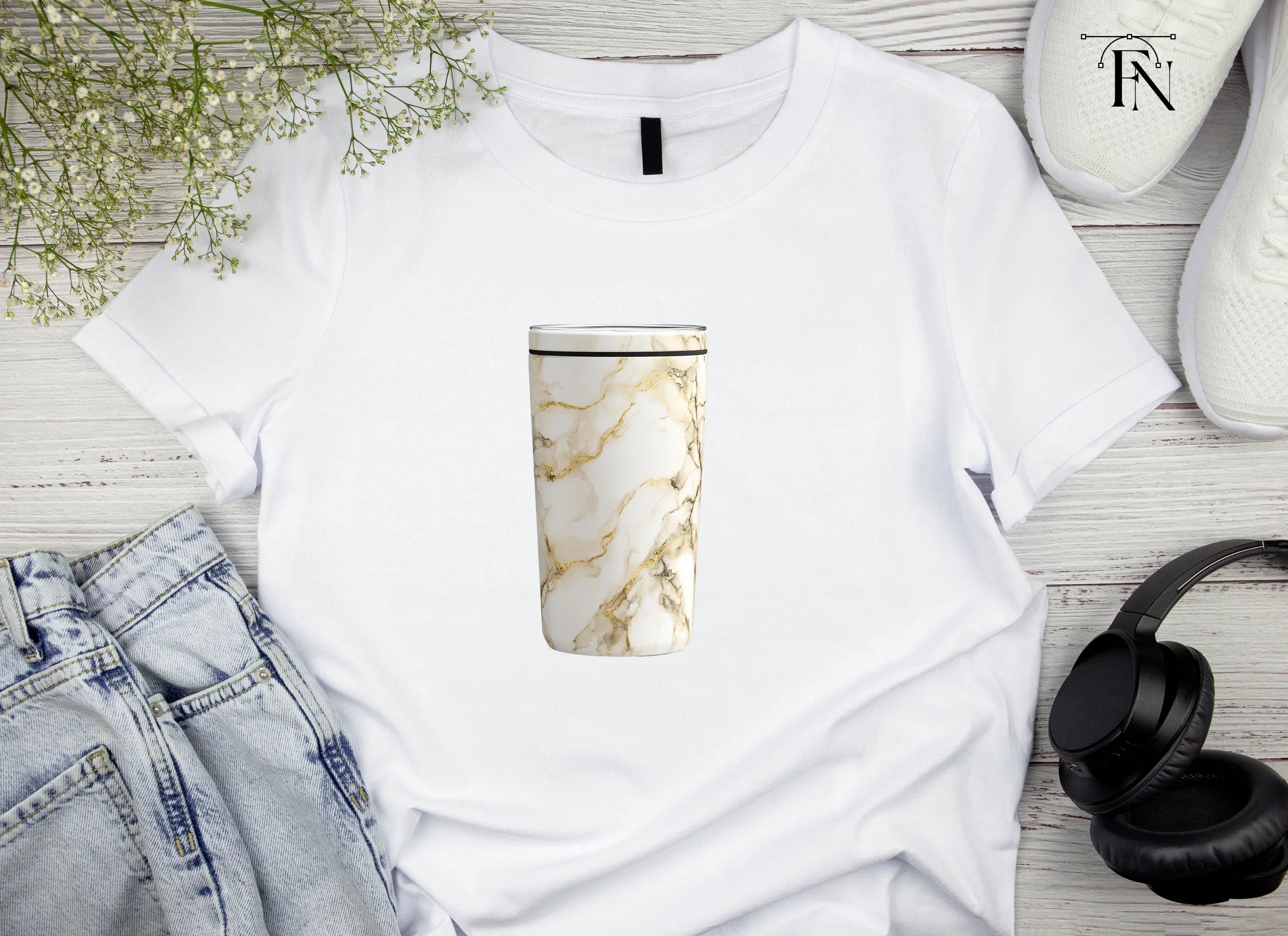 Gold Veined Marble Tumbler Clipart Bundle