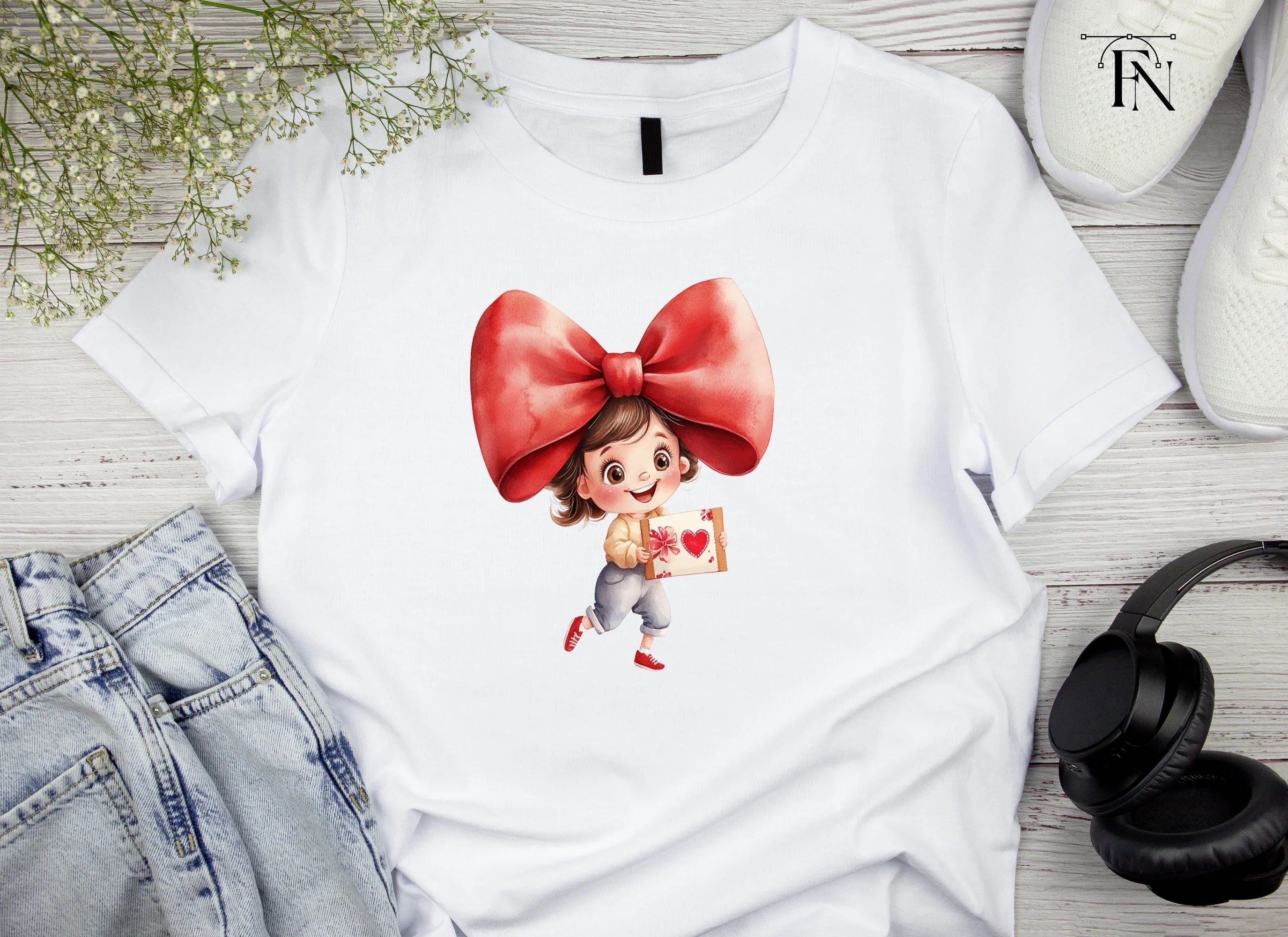 Cute Girls with Red Bows Clipart Bundle