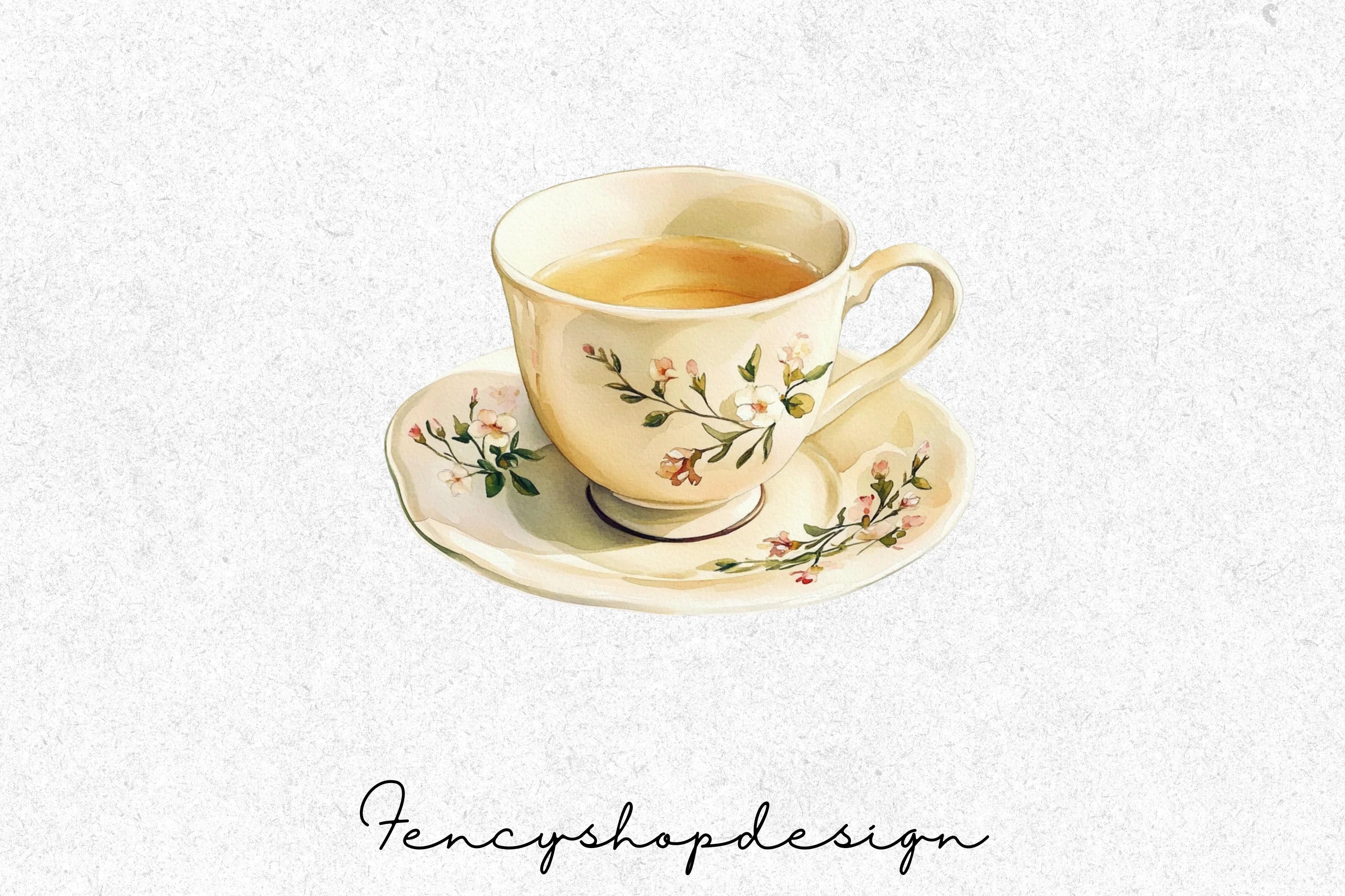 Vintage Floral Teacups Clipart Bundle