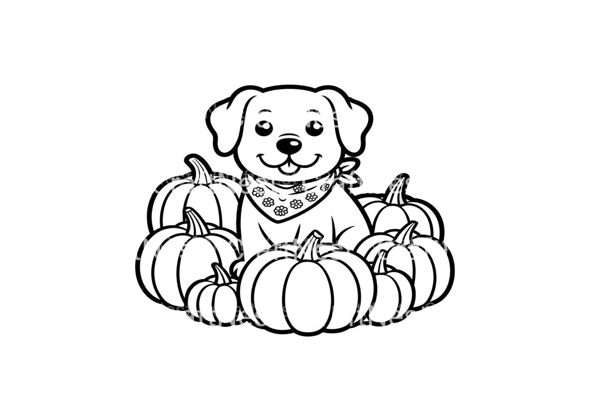 Cute Puppy and Pumpkins Coloring Books