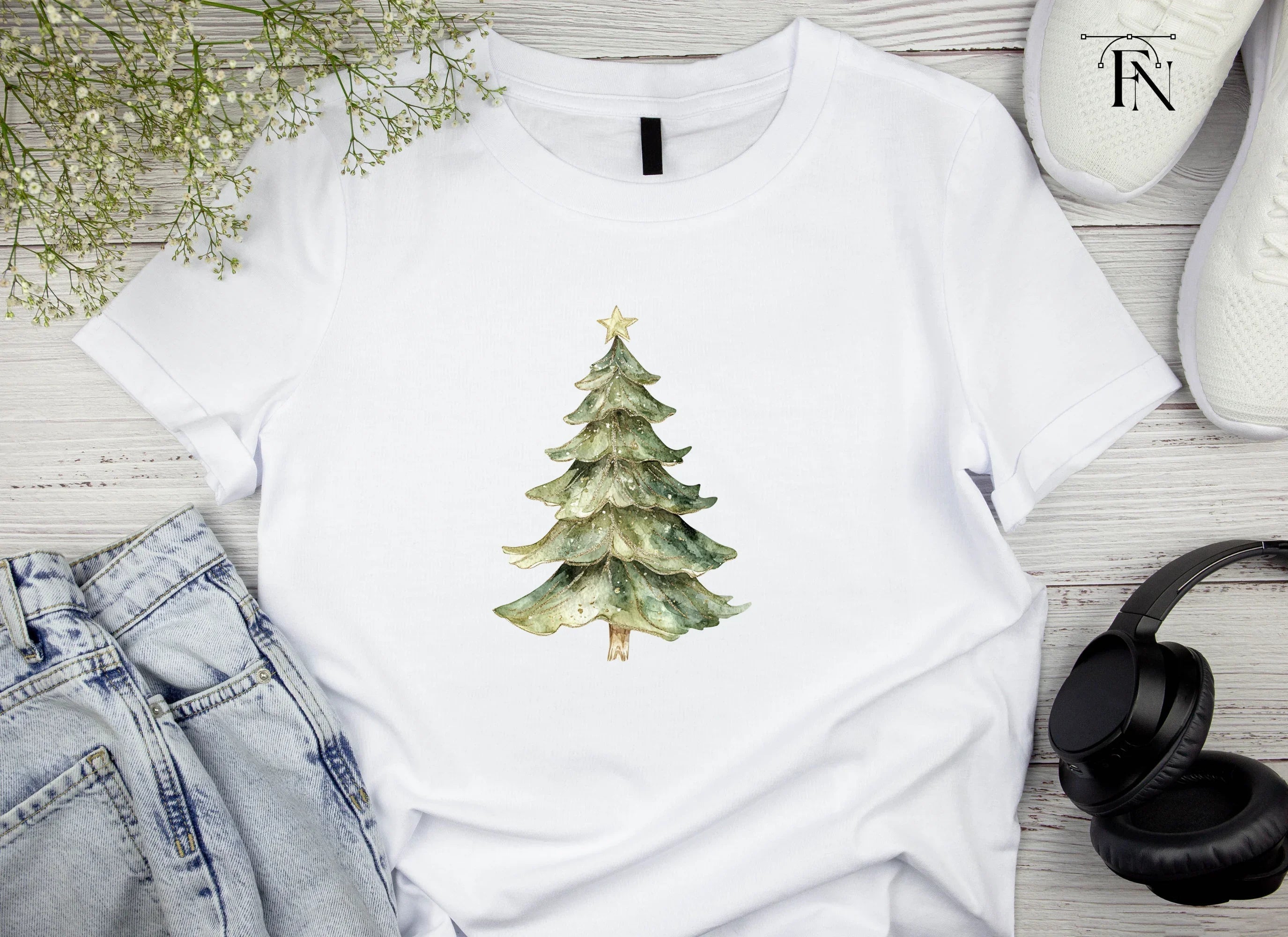 Green Christmas Tree Clipart Bundle