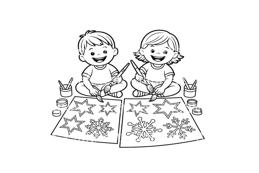 Kids Painting Christmas Decorations Coloring Books