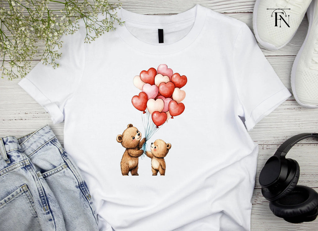 Cute Bears with Heart Balloons Clipart Bundle