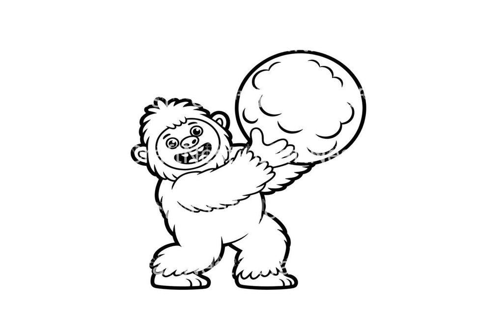 Funny Yeti Snowball Coloring Books