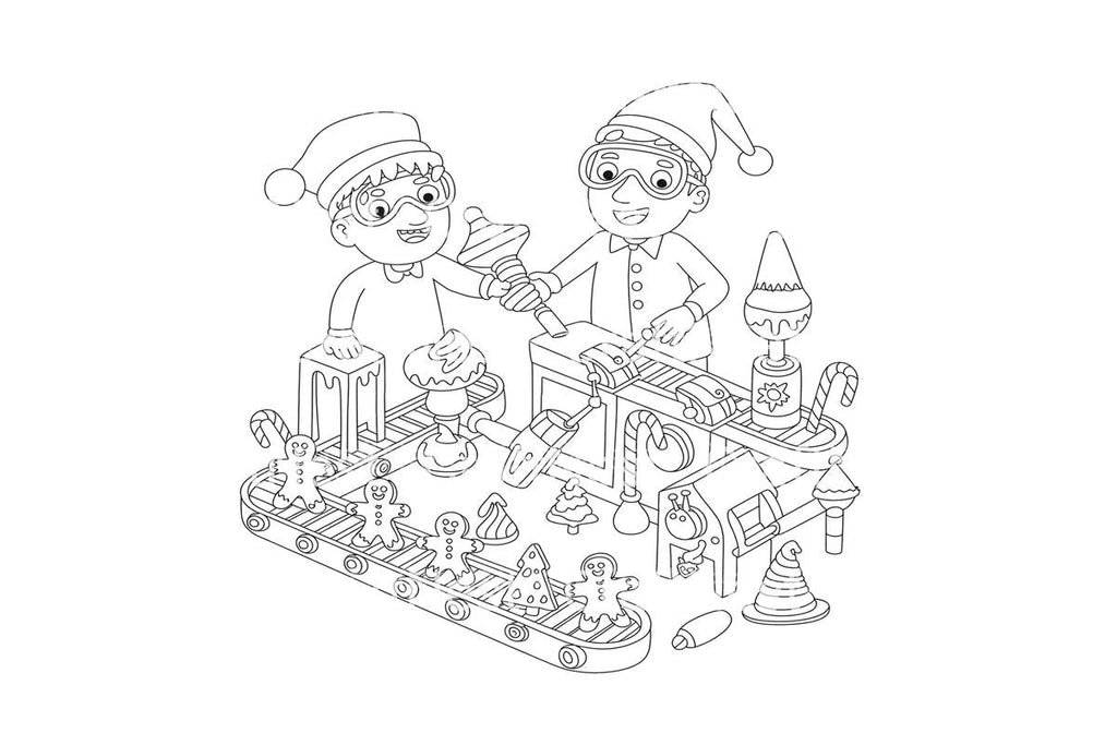 Gingerbread House Toy Factory Scene Coloring Books