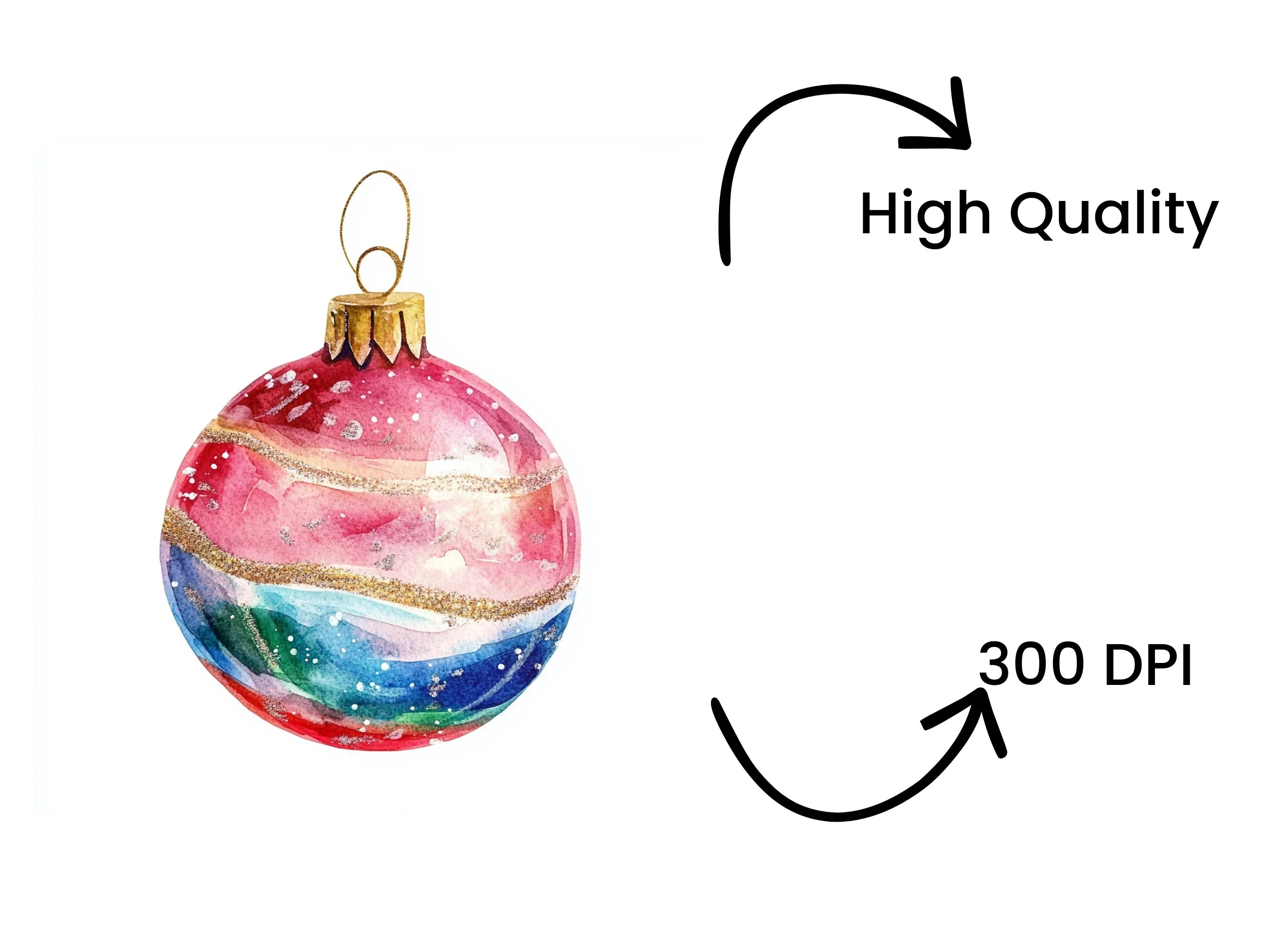 Pink Gold Christmas Baubles Clipart Bundle