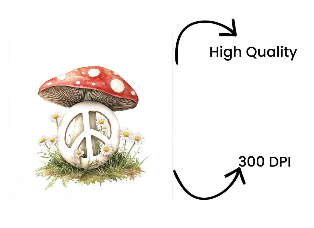 Peace Sign Mushroom Clipart Bundle