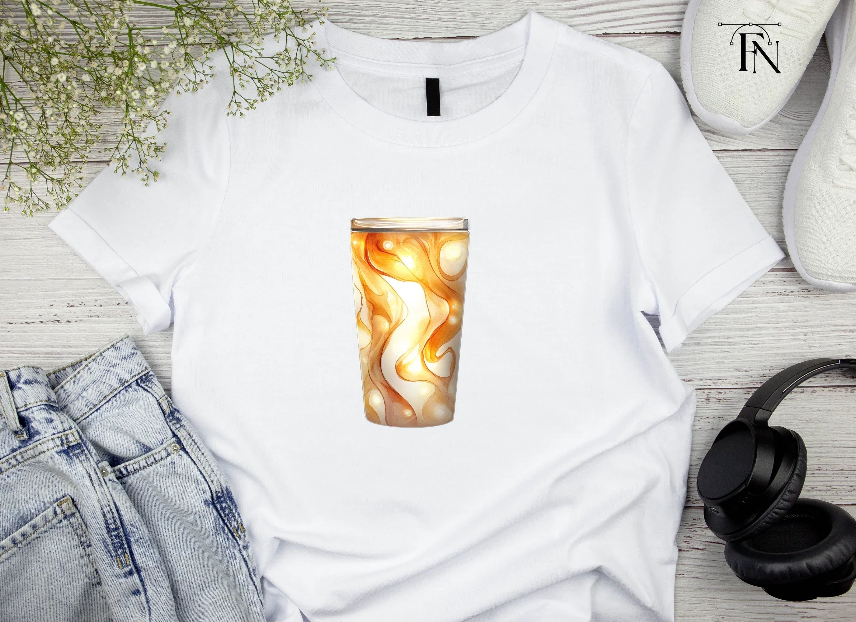Abstract Golden Swirl Tumbler Clipart Bundle
