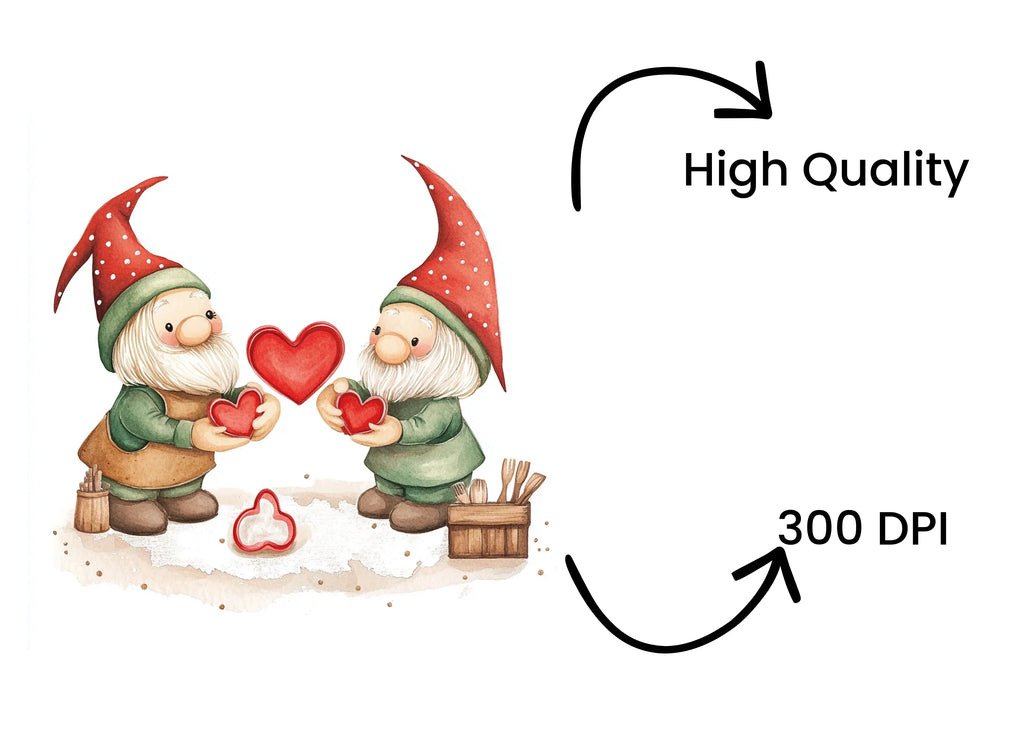 Baking Gnomes with Hearts Clipart Bundle