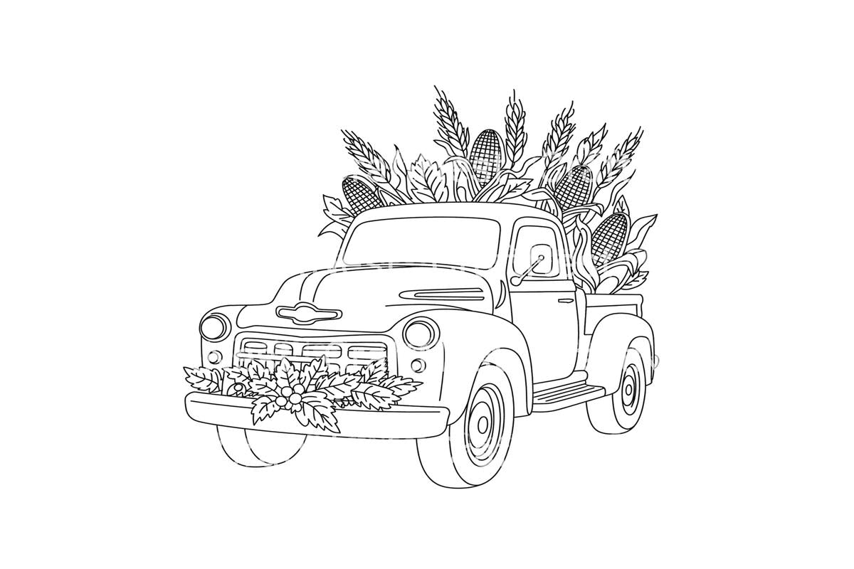 Harvest Truck and Corn Coloring Books