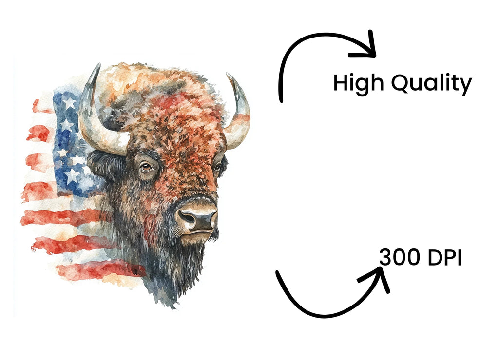 Bison Head USA Flag Clipart Bundle