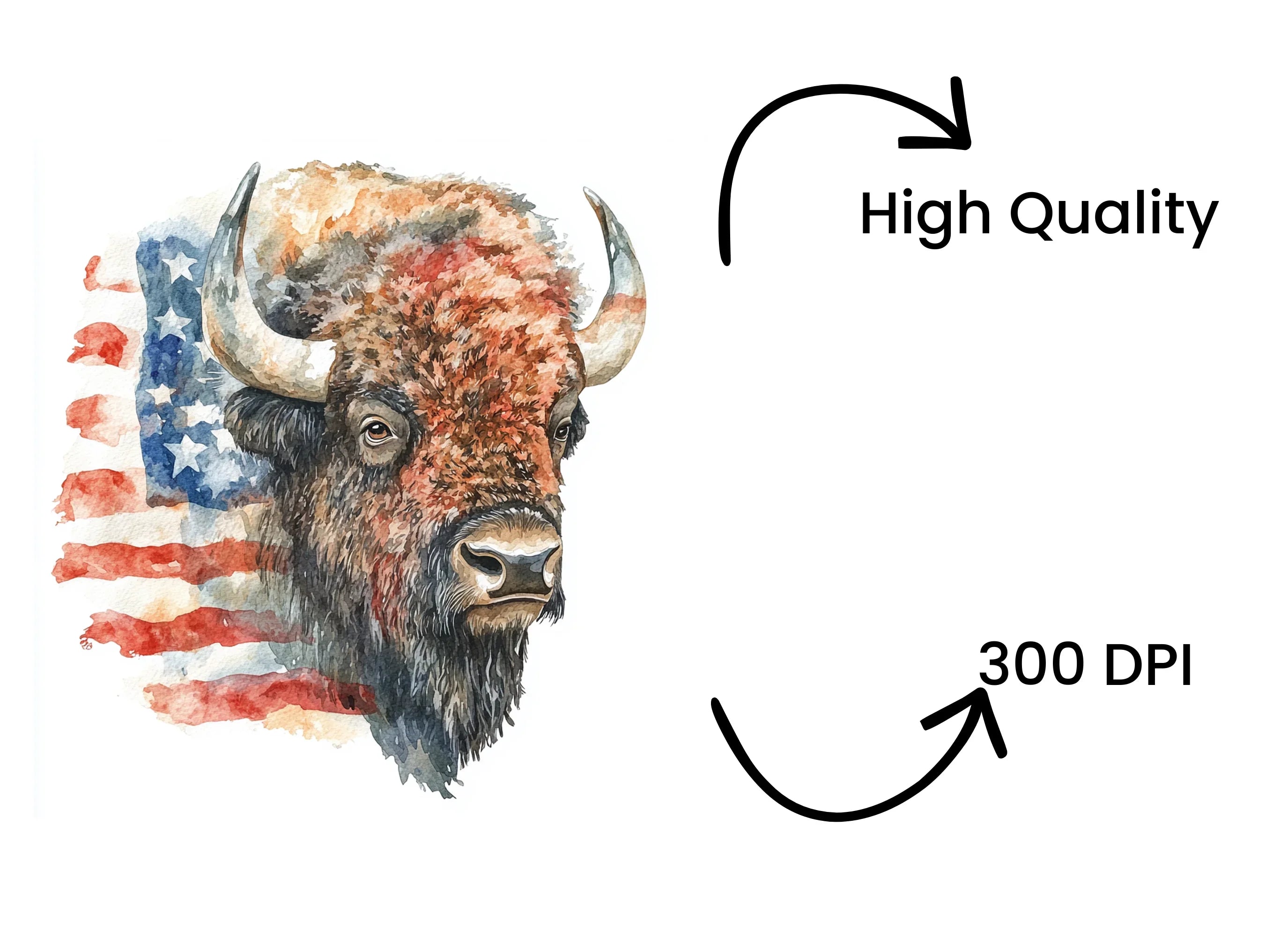 Bison Head USA Flag Clipart Bundle