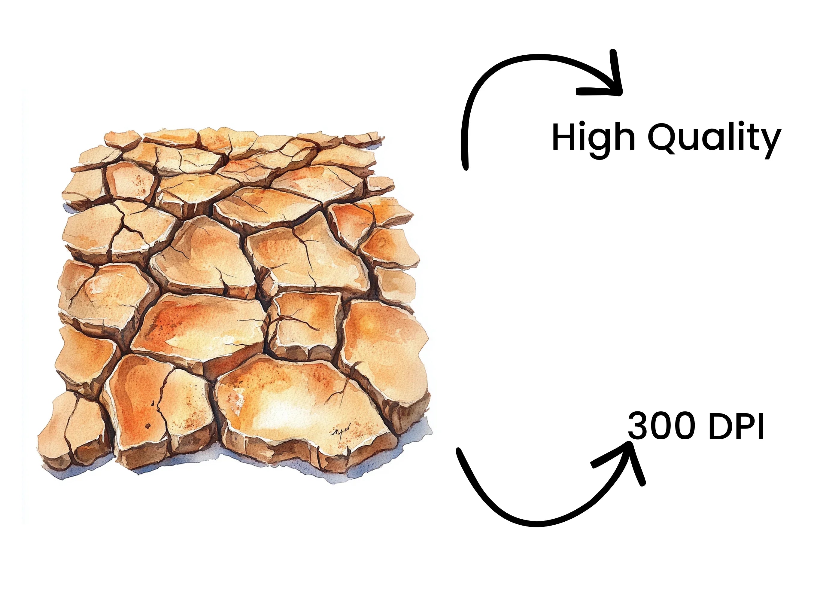 Dry Cracked Earth Clipart Bundle
