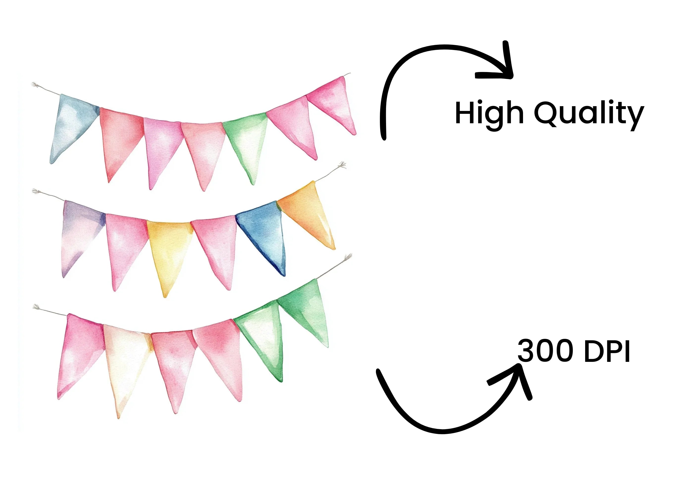 Pastel Bunting Flags Clipart Bundle